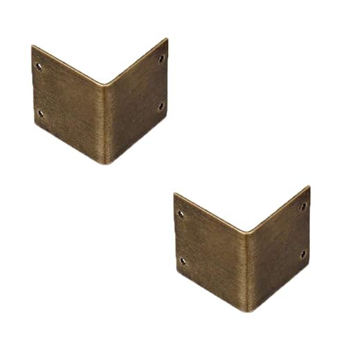 SENRISE 2 Packs Right Angle Corner Braces, Brass Shelf Brackets, Antique Corner Protectors, for Toolbox, Cabinet (3 * 3 cm/1.18 * 1.18 in, Bronze)