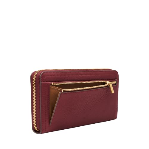 Image of Fossil Women's Logan Leather RFID-Blocking Zip Around Clutch Wallet with Wristlet Strap for Women