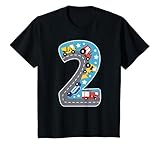 Kinder Jungen 2 Jahre Baumaschinen Feuerwehr Polizei 2. Geburtstag T-Shirt