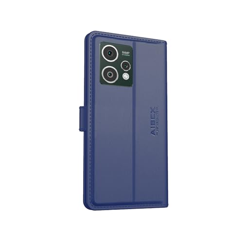 Image of AIBEX Compatible for HMD Crest Max 5G / HMD Crest 5G Flip Cover Leather Finish with Magnatic Closure | Inside TPU with Card Pockets | Wallet Stand | Complete Protection Flip Case - Blue