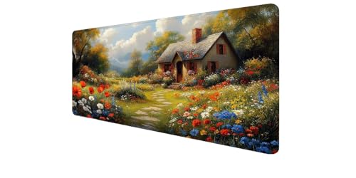 Tapis de souris XXL fleur bords cousus mouse pad pour PC portable