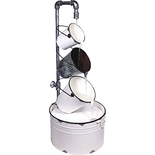 Alpine Corporation MCC594 33" Indoor/Outdoor Floor Vintage Metal Pails Fountain
