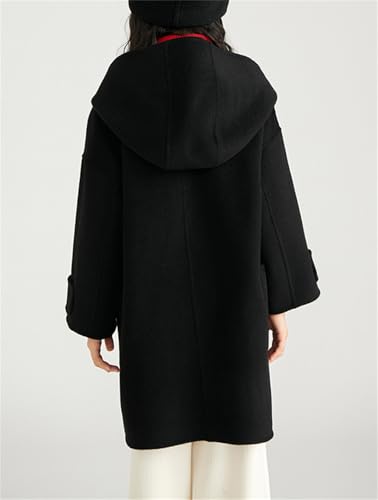 Cromoncent Girls' Fashion Horn Button Wool Coat with Hood, 2-12 Years3