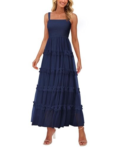 Image of PRETTYGARDEN Women's Summer Dresses 2026 Sleeveless Smocked Tiered Ruffle Tulle A-Line Flowy Wedding Party Maxi Dress