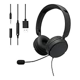 Amazon Basics, Cuffie per computer cablate, con microfono, pieghevoli, taglia unica, nero...