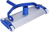 Detergente per piscina in alluminio con quattro ruote e spazzola da traino, 36 cm