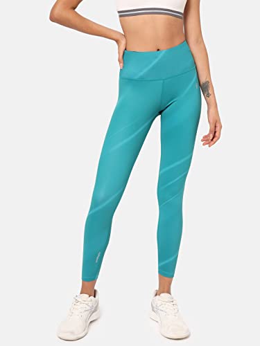 Image of CULT High Waist Running Tights with Side Pocket | Geometric Print | Breathable | Moisture-Wicking | Curved Hem