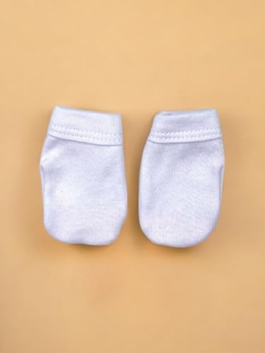 Touca Luva E Sapatinho Bebe Coroa Menina Menino (Branco)