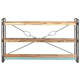 Sophrelle Libreria a 3 Ripiani 140x30x80 cm in Massello di Recupero Multicolore,320633