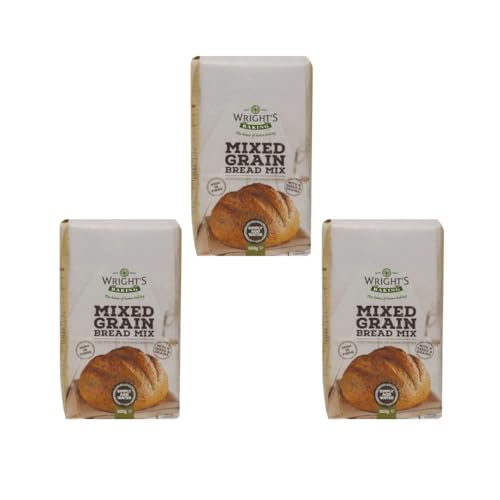 Wrights Baking Mixed Grain Bread Mix 3X500g - High Fibre Bread Mix with 8 Seeds & Grains Simply Add Water for Easy Home Baking by Hand or Bread Machine