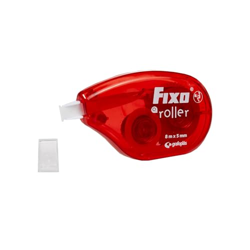 Fixo Roller - Corrector Cinta para Bolígrafos, 5mmx8m, Secado Instantáneo, Diseño Ergonómico, Accesorio Escolar Perfecto para Llevar en el Estuche o Mochila