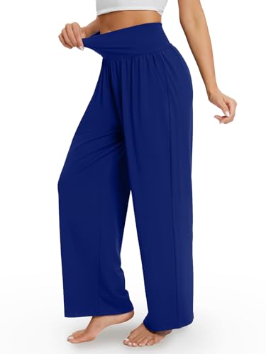 Image of Gracyoga Wide Leg Yoga Pants for Women Casual Loose Cozy Sweatpants High Waisted Lounge Pajama Flowy Pants With Pockets