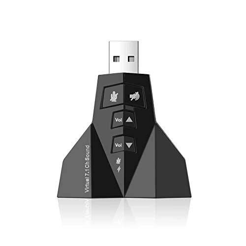 Image of Meshiv Airplane Virtual 7.1 Channel External USB Sound Card Adapter with 2 Stereo Output and Mono Microphone Aeroplane with Volume /Sound Buttons -Input Jack (Black)