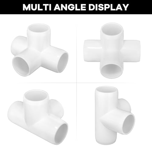 4 Way PVC Fittings 1 Inch[12 Pack ], Furniture Grade Pipe Connector Elbow, 4 Way Side Outlet Tee Fittings for All DIY PVC Structure and Frames Building Furniture by TianTianUp - Image 6