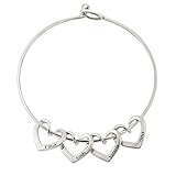 BAUMA AUTO Personalized Name Bangle Cuff Bracelet with Heart Charms Custom Engraved Any Names for Wo