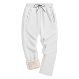 [TACVASEN] 裏ボア ロングパンツ 無地 カジュアル 部屋着 日常 裏パイル ボトムス 綿 肌触り良い あかった ランニングパンツ 防風性 運動ズボン ホワイト 3XL