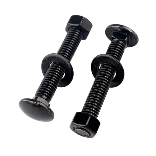 Image of 6 Sets 3 /8-16 x 2-1 /2 inch Carriage Bolts Screws Round Head Square Neck and Hex Nuts, Flat Washers 304 Stainless Steel 18-8 Full Thread, Black