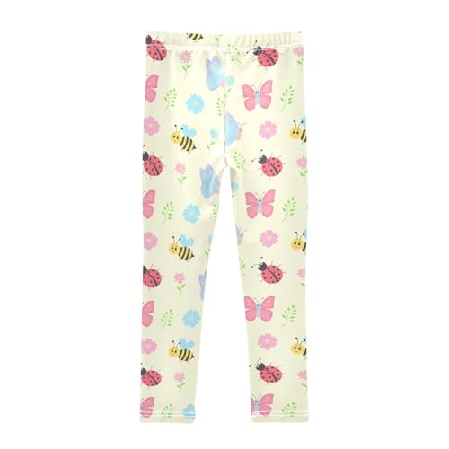 Bees Ladybugs Girls Leggings,Workout Leggings for Girls Toddler Athletic Leggings Size for 3-10T2