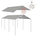 Thanaddo 10 x 20 Ft Carport Replacement Canopy Cover Garage Top Tent Shelter Tarp with Free 44 Ball Bungee Cords,Grey(Only Cover, Frame Not Include)