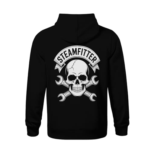 Kids Retro Steamfitter Skull Boys Girls Lightweight Kangaroo Pocket Fleece Hoodies3