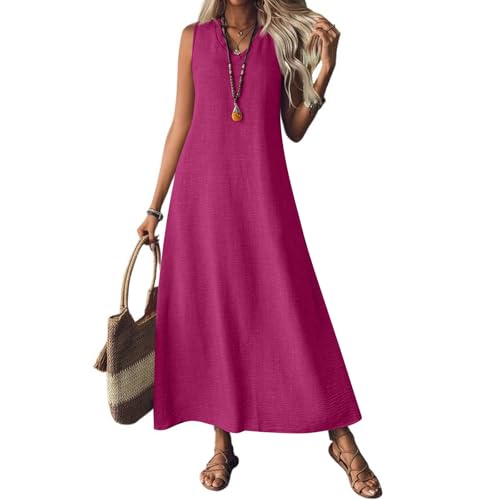 Robe longue sans manches col en V fluide pour femme look été 2025