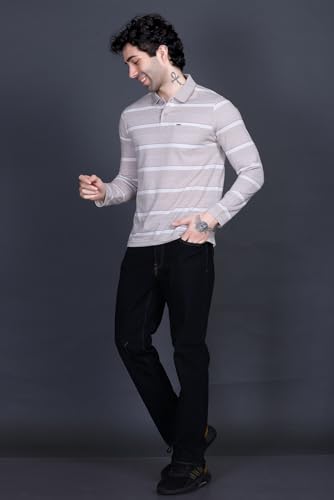 Image of Full Sleeve Polo T Shirt for Men Cotton with Pocket and Collar - Regular Fit Tshirt