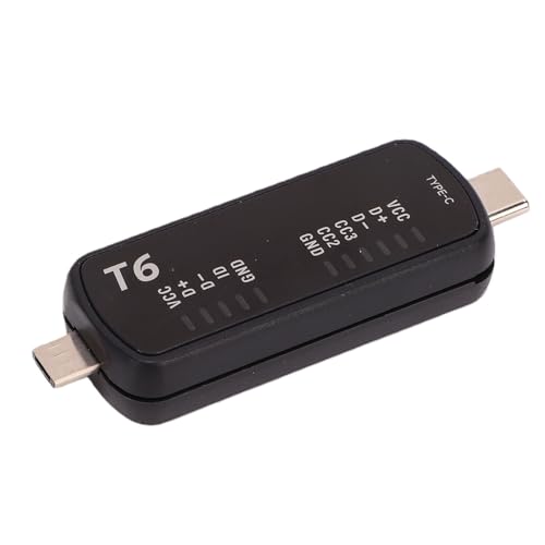 Sxhlseller Probador T6 Tipo C, Medidor Digital Micro USB Multifuncional para Detección de Fallas en el Puerto de Carga en Teléfonos Inteligentes, Tabletas y Dispositivos Electrónicos Portátiles
