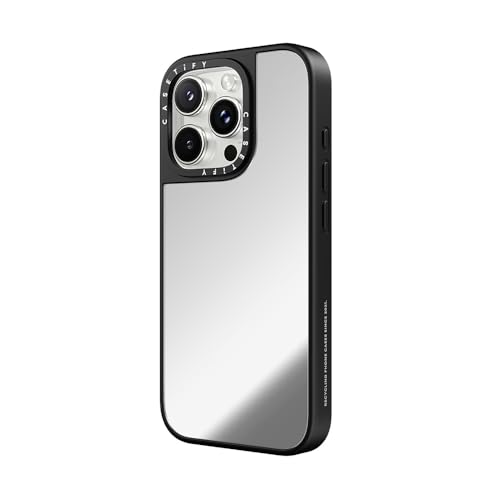 CASETiFY ミラー MagSafe対応 iPhone 16 Pro Max ケース [反射性 / 1.5mからの落下試験をクリア (MIL規格1倍相当) / ワイヤレス充電およびMagsafe対応] - シルバー (ブラックバンパー)