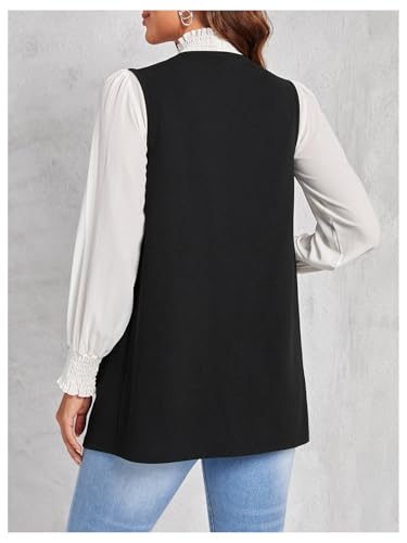 SOLY HUX Women's Sleeveless Blazer Vest Open Front Lightweight Casual Work Office Jacket with Pockets2