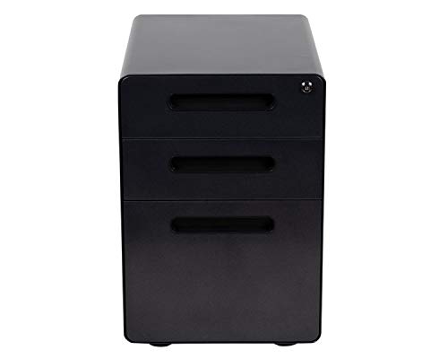 Flash Furniture Wren Ergonomic 3-Drawer Mobile Locking Filing Cabinet With Anti-Tilt Mechanism And Hanging Drawer For Legal & Letter Files, Black #TOP5
