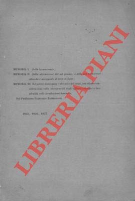 Memoria I. Delle termocromia. + Memoria II. Della atermocrosi del sal gemma, e della sua termocrosi allorche e accoppiato al nero di fumo. + Memoria III: Del potere diatermico e atermico dei corpi,