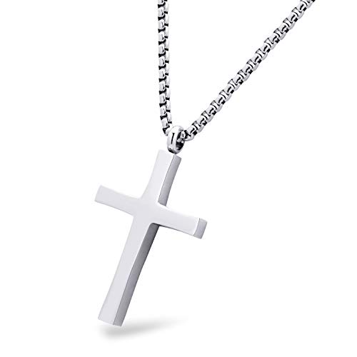 Image of 555Jewelry Stainless Steel Cross Adjustable Rolo Chain Pendant Necklace 16-28'' Inches