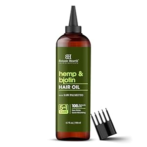 Botanic Hearth Hanf- und Biotin-Haaröl (6,7 fl oz) | Nährende und stärkende Haarbehandlung für dickeres, gesünder aussehendes Haar | Parabenfrei | Für alle Haartypen geeignet
