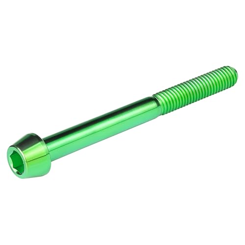 Image of Titanium Ti Bolt M5x9 16 18 20 25 30 35 40 45 50 55 60mm Tapered Head Screws Pack of 4 (M5x50mm, Green)