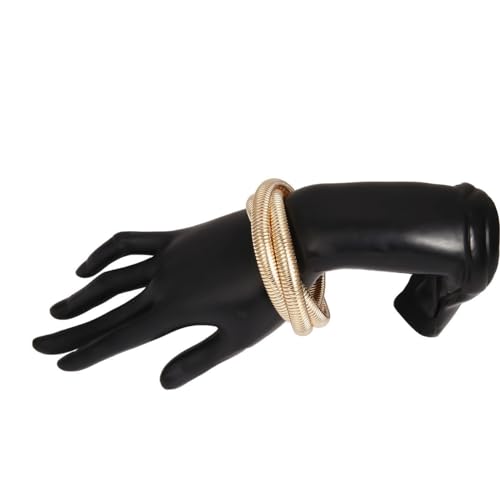 Chunky Bangle Bracelets Coil Stackable Snake Chain Bracelet Interlocking Layered Wrap Bangle Bracelets4