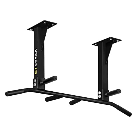 Gymrex Ceiling Mounted Pull Up Bar Factory Second Chin Up Bar 6 Grip Positions Overhand Underhand Hammer Wide Narrow Grip Workout Fitness Black GR-PU110B (Steel, 6 Handles, Max. Static Load 110kg) Cover