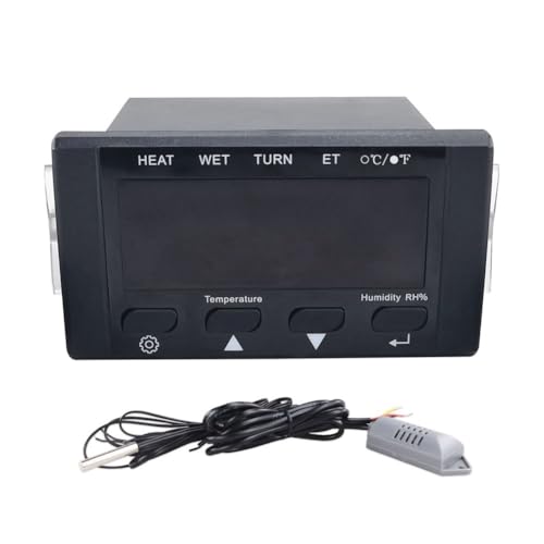 Flaroey Termostato de incubadora HT-10, control de humedad de temperatura con indicador de humidificación y calefacción, 110-220 V, color negro, accesorios de repuesto