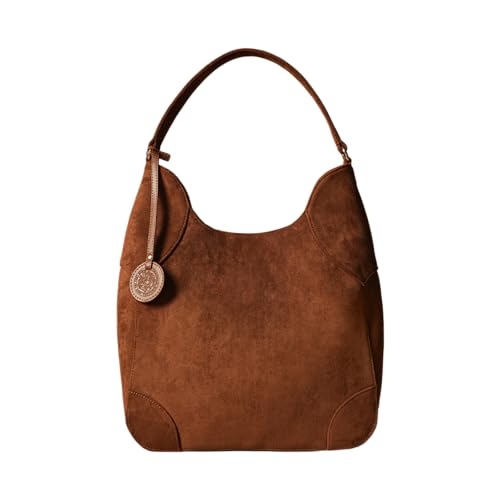 Image of Theater Fudge Shoulder Bag for Women | Structured Faux Leather & Faux Suede Hobo Tote with Magnetic Closure | Spacious Everyday Handbag with Internal Zip Pocket