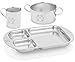 Kiddobloom Kids Stainless Steel Dinnerware Set, Frog (1 Kids Bowl, 1 Kids Cup, 1 Kids Divided Plate). Beautiful Keepsake for Baby, Toddler, and Kids.