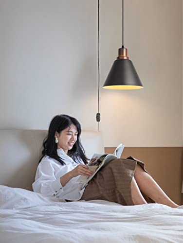 Qianzhan Plug In Pendant Light Fixtures, Black Plug Hanging Lights With 1.3Ft Cord And Dimmer Switch, 2 Pack Farmhouse Wood Plug Hanging Lamps For Kitchen Dining Room Bedroom Living Room #TOP4