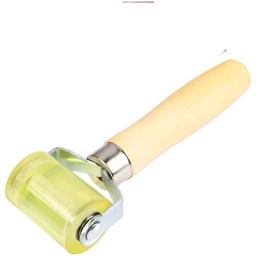 NiuLumea Rueda de presión para reparación de neumáticos, construcción de aleación con rodamiento suave, para un diseño compacto, parches sin esfuerzo y sellado hermético, verde con mango de madera de