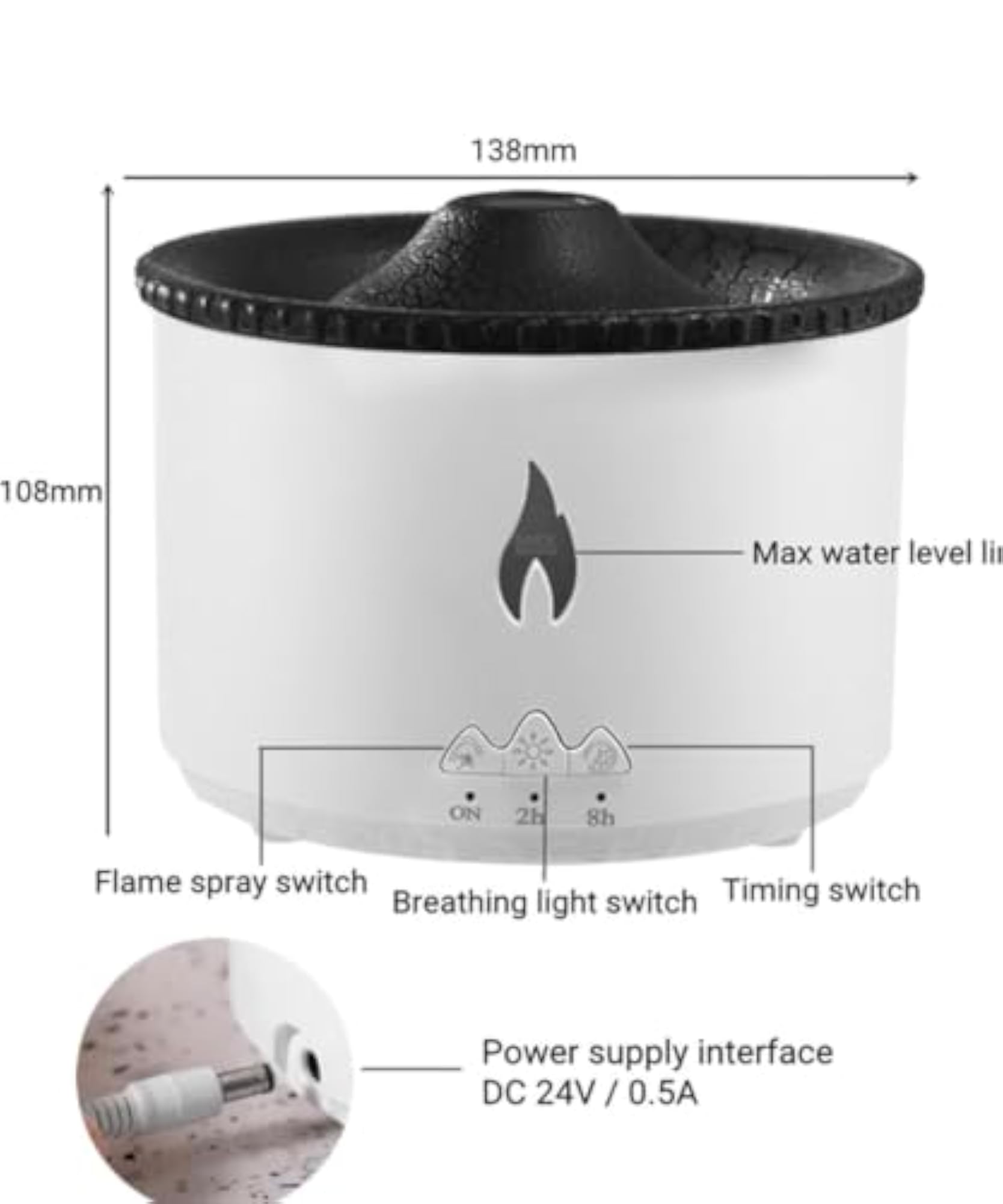 Toyoworld Volcano Aroma Diffuser with Flame Effect Light