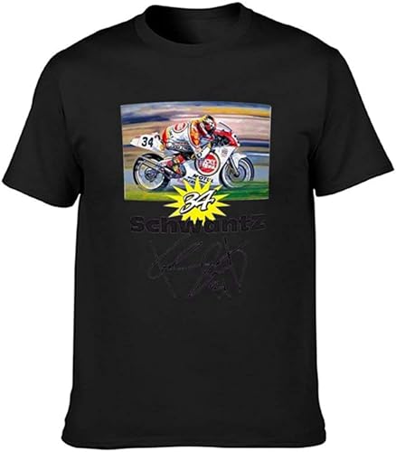 Kevin Schwantz Inspirred Number 34 Biker Black Graphic Tee Pullover Men