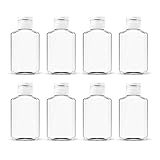 Clear Hand Sanitizer Travel Bottles Empty Plastic Refillable Flip-Top Bottles for Hand Sanitizer Shampoo Lotion,etc - BPA/Parabens Free, 60ml/2oz (Set of 8)