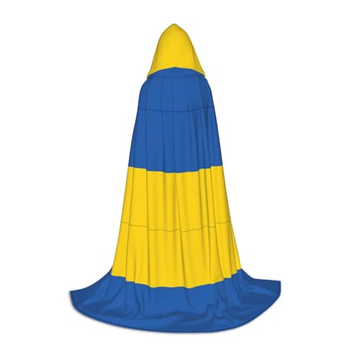 HJLUUFT Bandiera dell'Ucraina adolescenti mantello con cappuccio mantello di Halloween mantello lungo costume costume mascherata, costume cosplay