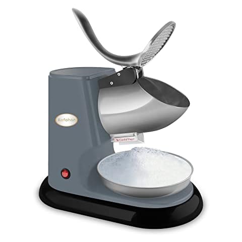 Electric Ice Crusher, Ice Shaver With Dual Full Stainless Steel Blades For Home and Commercial Use, Shaved Ice Machine With Strong Powerful 300lbs/hrs, Large Gray Snow Cone Machine 300W Cover