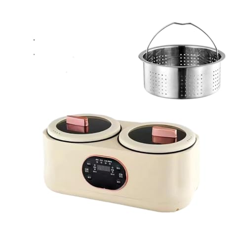 AOPIPI ダブルボイラー炊飯器、一人用、6つの機能ボタン、食品グレードのノンスティック内釜、8時間一定温度制御、お手入れ簡単。一人暮らしの方でも、ご飯を炊きながら炒め物もできます (炊飯器+蒸し器)