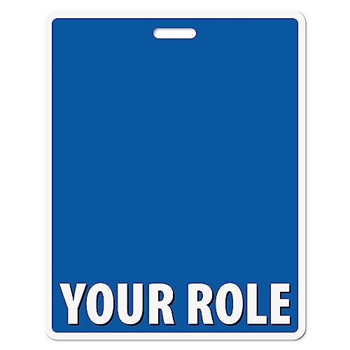 Custom Badge Buddy - in Full Cobalt Blue Color - Horizonal Oversized - Double Sided Full Color Backer Card with Border- Durable and Water Resistant with White Border by BadgeZoo - Main Image