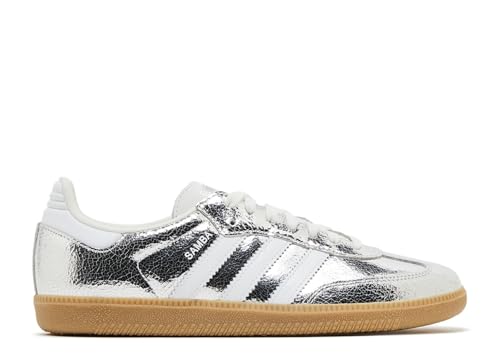 Adidas Samba OG Baskets pour femme en cuir craquelé Argenté métallisé Taille 40 EU