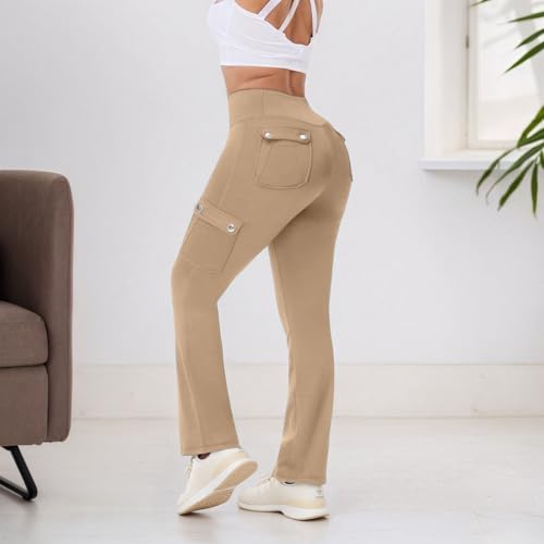 Leggings cargo de yoga con bolsillos talle alto elásticos para fitness 2